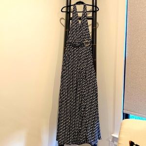 WHBM Black & White Halter Maxi Dress Size 6